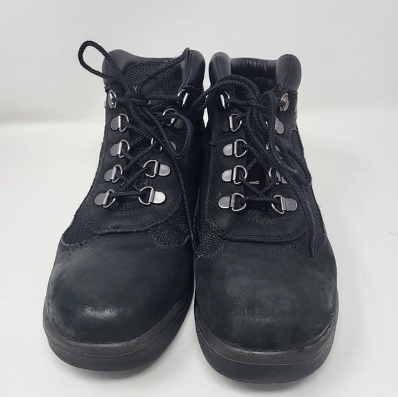 Timberland Field Boots Black Waterproof Leather Men Size 7 Youth 7 Women 8.5 - Picture 3 of 14